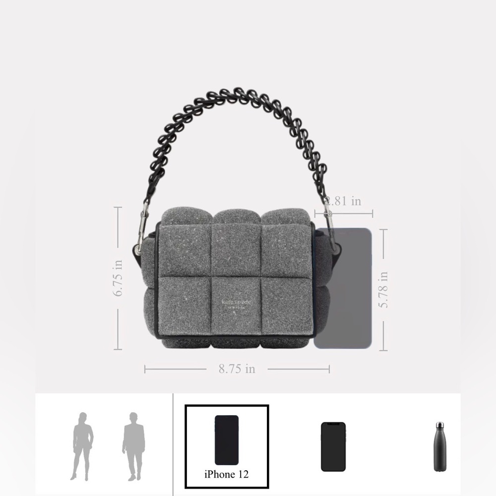 Kate Spade Boxxy Metallic Crossbody Gunmetal Silver NWT MSRP $528 - Picture 9 of 16